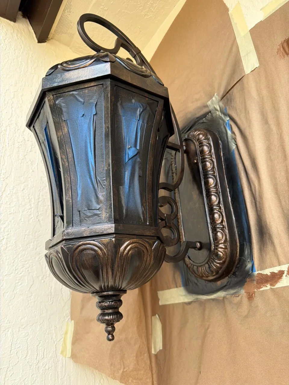 Light fixtures faux finish in copper