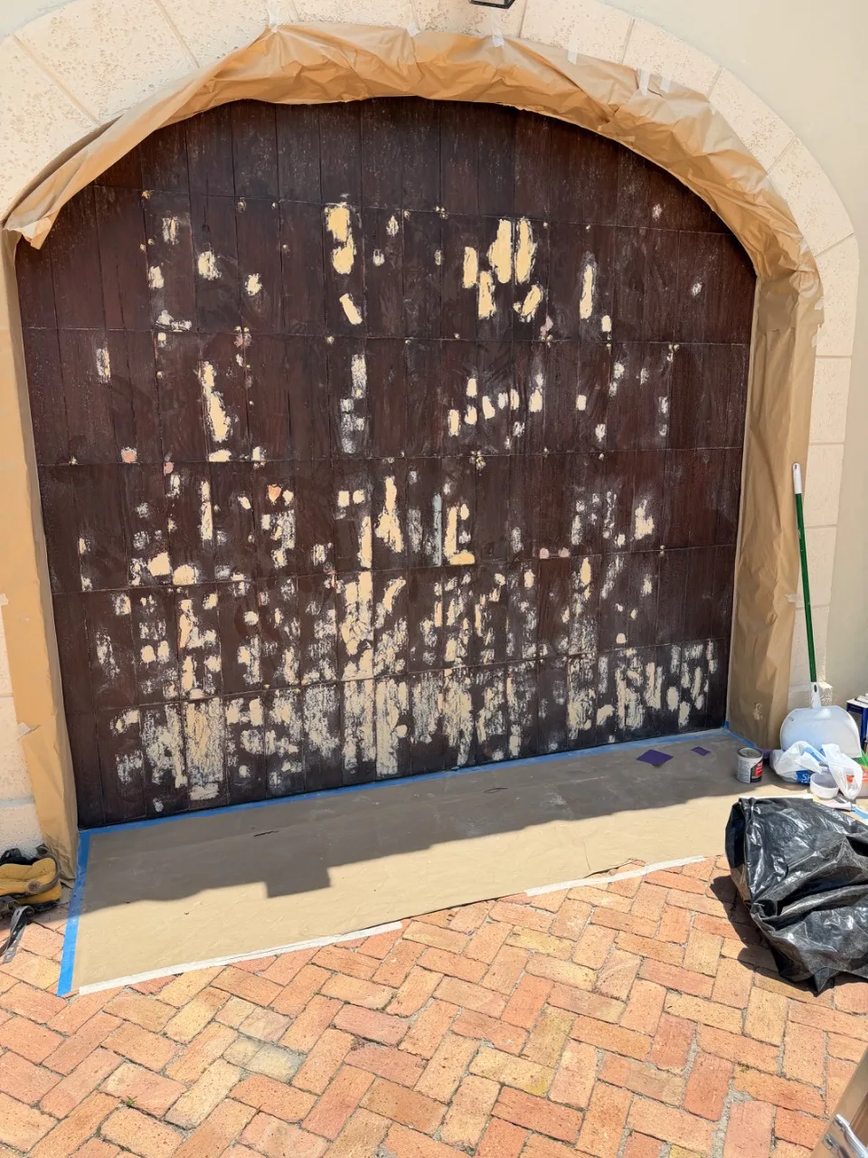 Garage door restoration - staining.